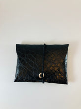 Lade das Bild in den Galerie-Viewer, Mini Geldbeutel Schwarz Schlangenoptik