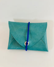 Lade das Bild in den Galerie-Viewer, Mini Geldbeutel, Türkis, Minimalistisch, ein Fach, Blaues Gummiband